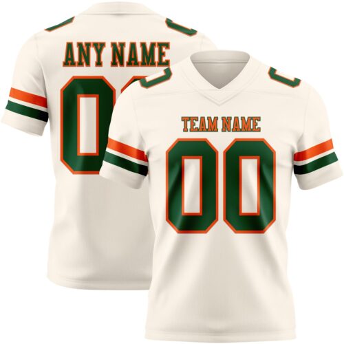 Cream1133 Custom Cream Green-Orange Authentic Football Jersey