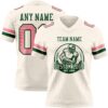 Custom Cream Medium Pink-Green Authentic Football Jersey