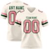 Custom Cream Medium Pink-Green Authentic Football Jersey
