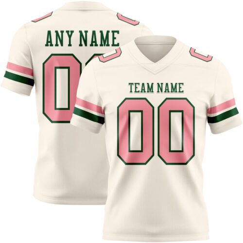 Cream1134 Custom Cream Medium Pink-Green Authentic Football Jersey