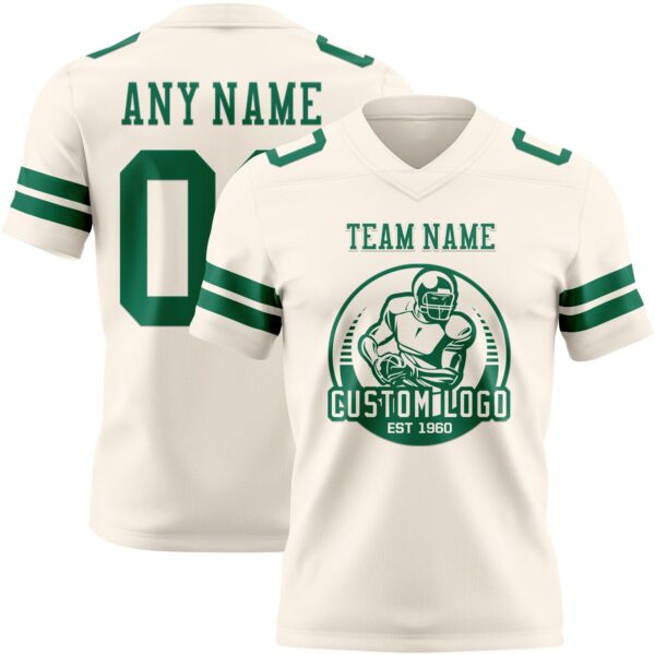 Custom Cream Kelly Green Authentic Football Jersey