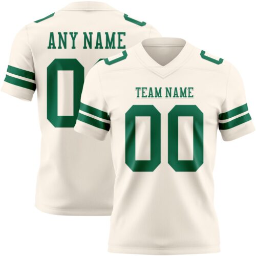 Cream1136 Custom Cream Kelly Green Authentic Football Jersey