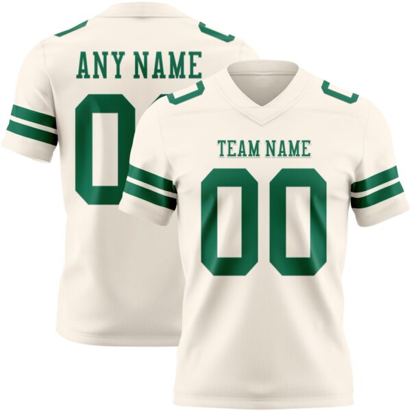 Custom Cream Kelly Green Authentic Football Jersey