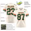 Custom Cream Kelly Green-Orange Authentic Football Jersey