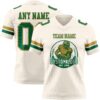 Custom Cream Kelly Green-Old Gold Authentic Football Jersey