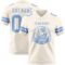 Cream1142-1 Custom Cream Light Blue Authentic Football Jersey