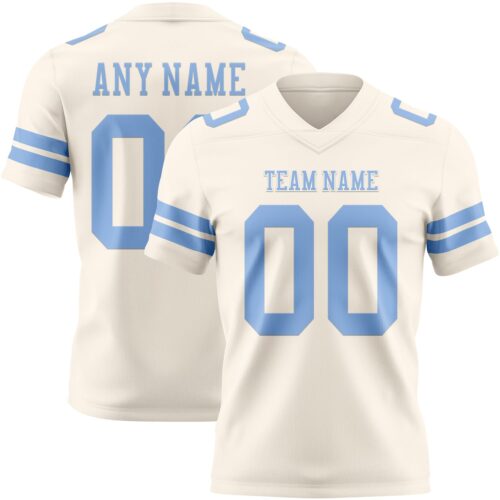 Cream1142 Custom Cream Light Blue Authentic Football Jersey