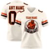 Custom Cream Brown-Orange Authentic Football Jersey