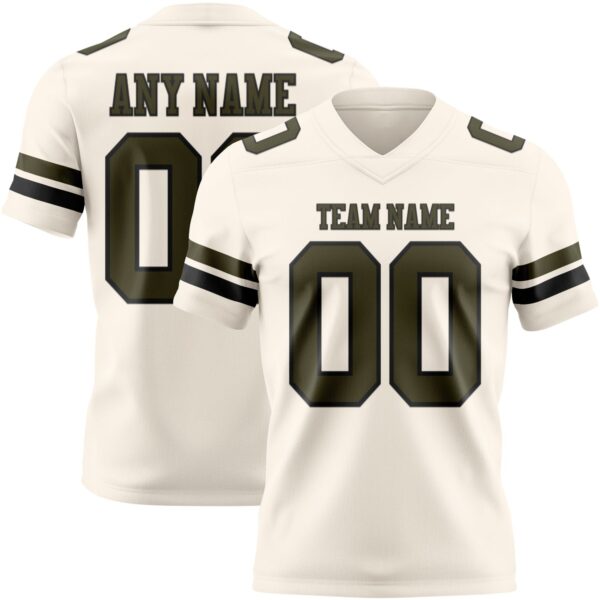 Custom Cream Olive-Black Authentic Football Jersey