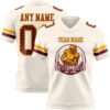 Custom Cream Burgundy-Gold Authentic Football Jersey
