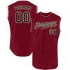 Custom Crimson Black-Cream Authentic Sleeveless Baseball Jersey