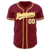 Custom Crimson White Pinstripe White-Gold Authentic Baseball Jersey
