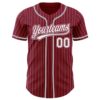Custom Crimson White Pinstripe Gray Authentic Baseball Jersey