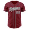 Custom Crimson White Pinstripe Steel Gray Authentic Baseball Jersey
