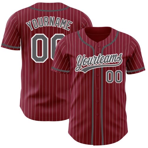Crimson0101 Custom Crimson White Pinstripe Steel Gray Authentic Baseball Jersey