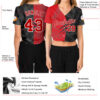 Custom Women's Graffiti Pattern Red-White Scratch 3D V-Neck Cropped Baseball Jersey