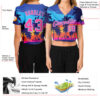 Custom Women's Royal Pink-Light Blue Hawaii Palm Trees 3D V-Neck Cropped Baseball Jersey