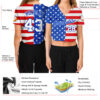 Custom Women's Royal White-Red American Flag Fashion 3D V-Neck Cropped Baseball Jersey