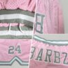 Custom Light Pink Gray-White Authentic Throwback Basketball Shorts