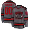 Custom Steel Gray Red-Black Hockey Jersey