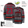 Custom Steel Gray Red-Black Hockey Jersey