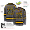 Custom Steel Gray Black-Gold Hockey Jersey