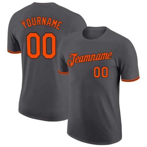 DarkGray0009 Custom Steel Gray Orange-Black Performance T-Shirt