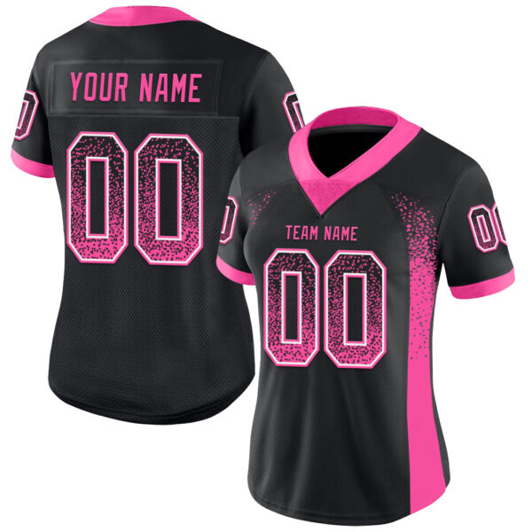 Custom Black Pink-White Drift Fashion Football Jersey