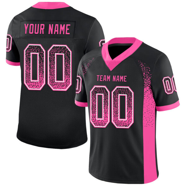 Custom Black Pink-White Drift Fashion Football Jersey