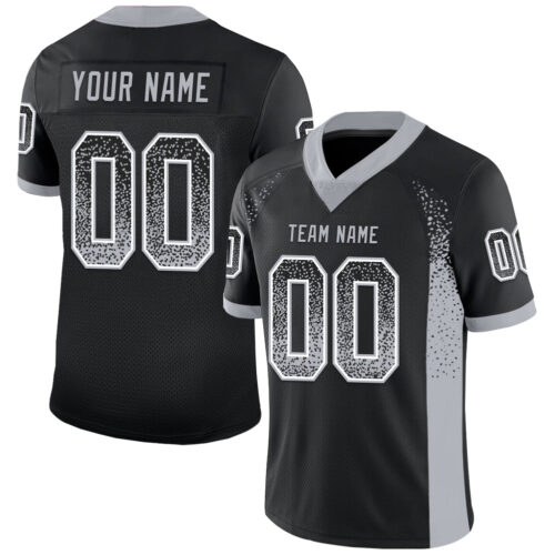 Custom Black Gray-White Drift Fashion Football Jersey