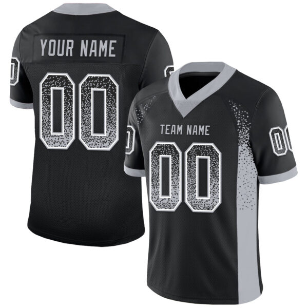 Custom Black Gray-White Drift Fashion Football Jersey