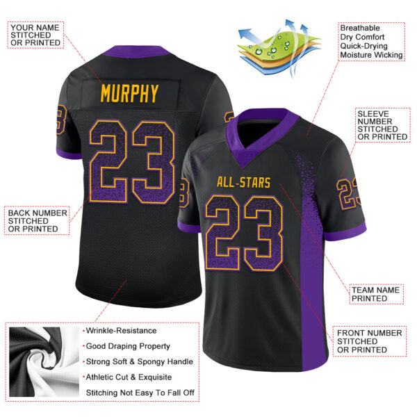 Drift0005-2 Custom Black Purple-Gold Drift Fashion Football Jersey