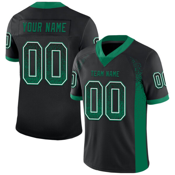 Custom Black Kelly Green-White Drift Fashion Football Jersey
