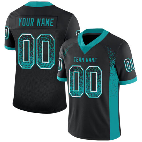 Drift0016 Custom Black Teal-White Drift Fashion Football Jersey