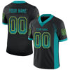 Custom Black Teal-Yellow Drift Fashion Football Jersey