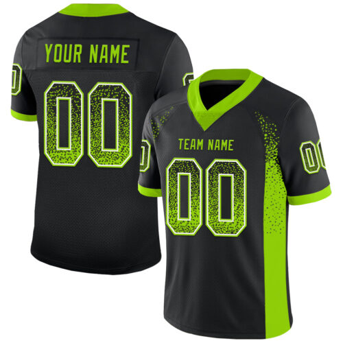 Custom Black Neon Green-White Drift Fashion Football Jersey