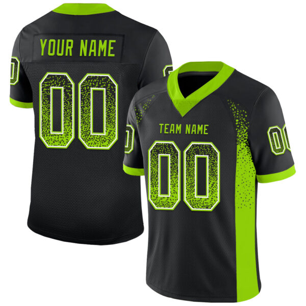 Custom Black Neon Green-White Drift Fashion Football Jersey