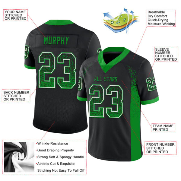 Custom Black Grass Green-White Drift Fashion Football Jersey