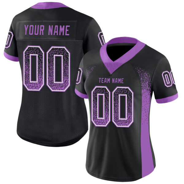 Custom Black Medium Purple-White Drift Fashion Football Jersey