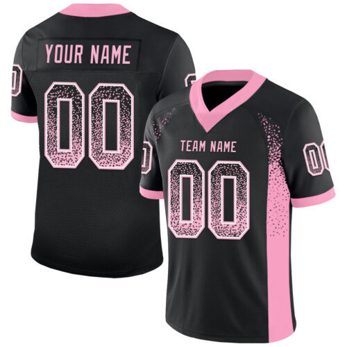 Custom Black Light Pink-White Drift Fashion Football Jersey