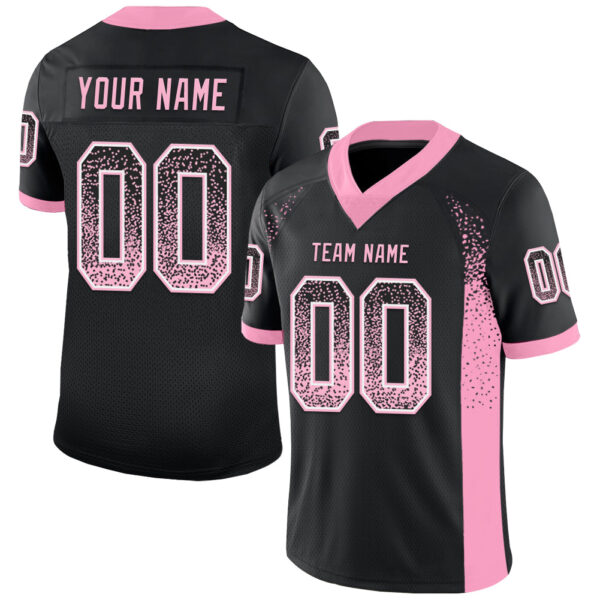 Custom Black Light Pink-White Drift Fashion Football Jersey