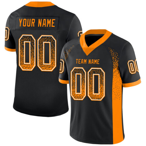 Custom Black Bay Orange-White Drift Fashion Football Jersey