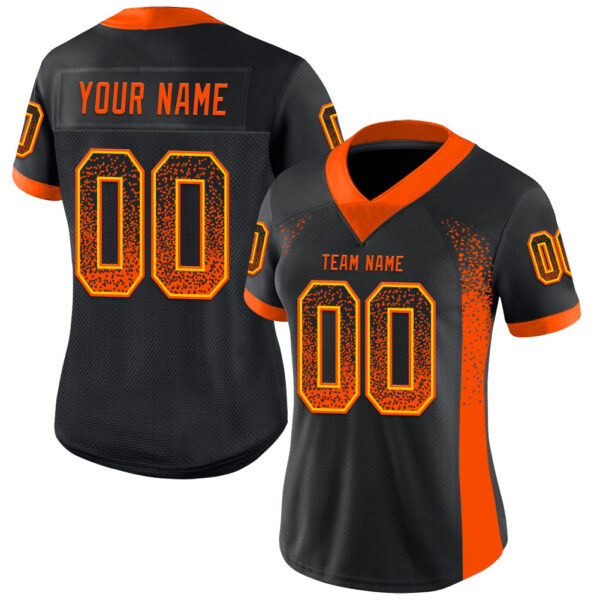 Custom Black Orange-Yellow Drift Fashion Football Jersey