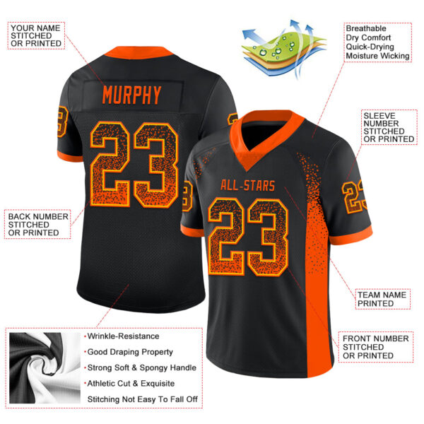 Custom Black Orange-Yellow Drift Fashion Football Jersey