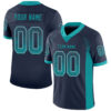 Custom Navy Teal-Gray Drift Fashion Football Jersey