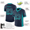 Custom Navy Teal-Gray Drift Fashion Football Jersey