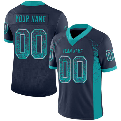 Drift0041 Custom Navy Teal-Gray Drift Fashion Football Jersey