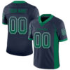 Custom Navy Kelly Green-White Drift Fashion Football Jersey