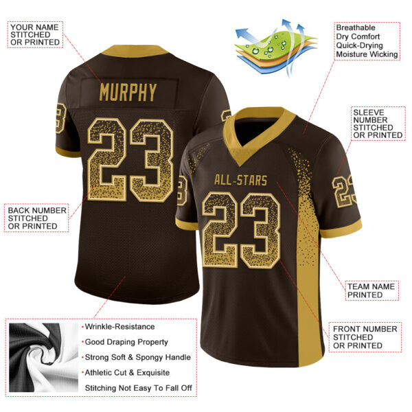 Custom Brown Old Gold-Cream Drift Fashion Football Jersey