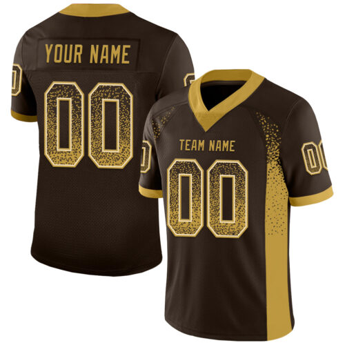 Custom Brown Old Gold-Cream Drift Fashion Football Jersey